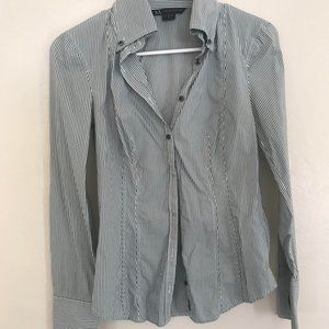 Armani Exchange White and Blue Striped Button Down